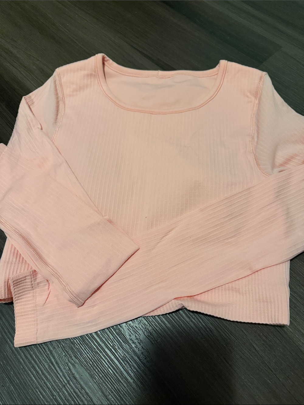 Lululemon Peach Light Pink Ribbed Long Sleeve Crop Top